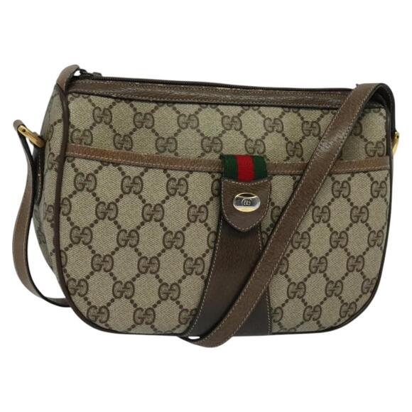 GUCCI GG Supreme Web Sherry Line Shoulder Bag Pvc Beige Gold 14 02 032 - Picture 1 of 16